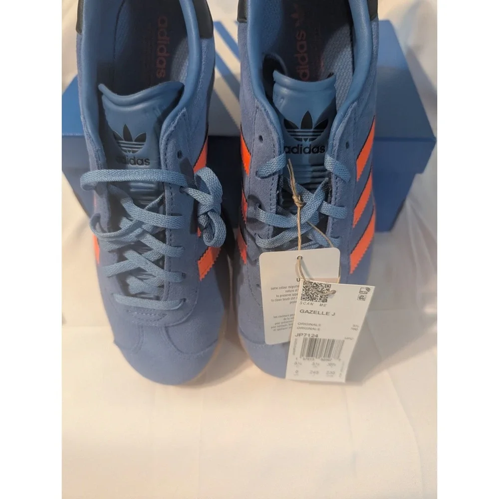 adidas Gazelle J Kids Youth 6 Blue Orange Shoes JP7124 New In Box FR 38 2/3NIB